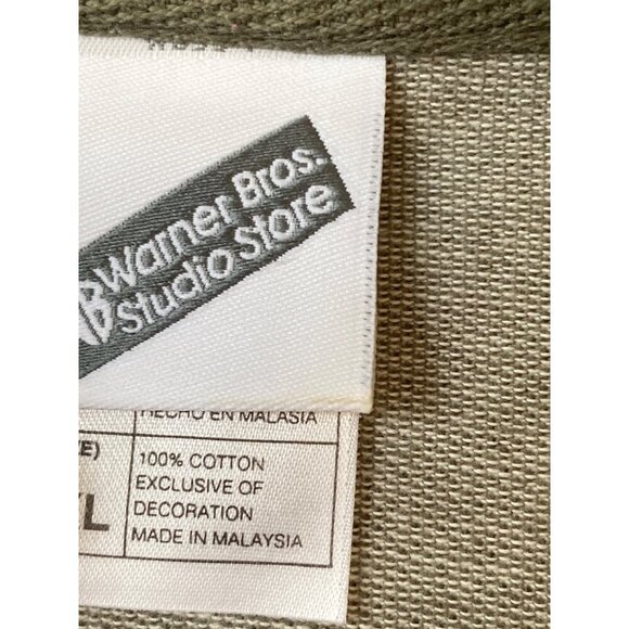 VINTAGE Y2K WARNER BROS. MEN'S FOGHORN LEGHORN KHAKI GREEN POLO SHIRT SZ XXL - Picture 4 of 5